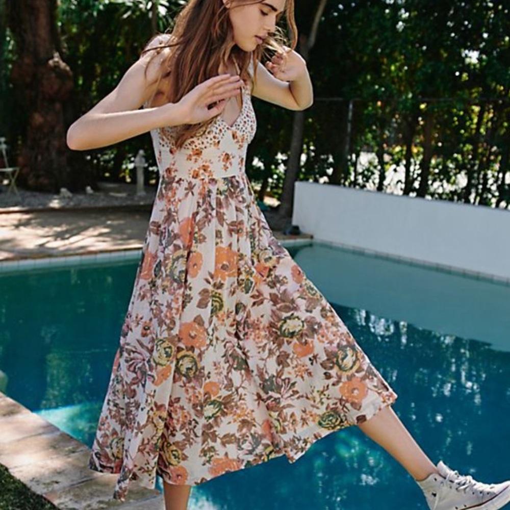EUC Free People Love You Midi Ivory Floral